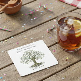 Porta-copo De Papel Quadrado Family Reunion Coaster – Symbolic Family Tree