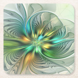Porta-copo De Papel Quadrado Fantasia Abstrata Moderna Colorida Floral Fractal