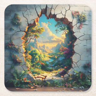 Porta-copo De Papel Quadrado Fantasia através de um Design de Muro rachado