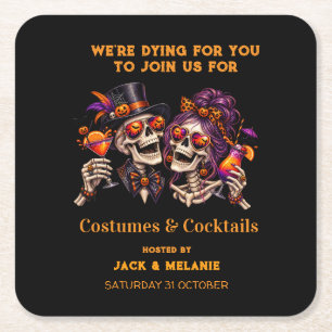 Porta-copo De Papel Quadrado Fantasias e Coquetéis Festa de Adultos Halloween
