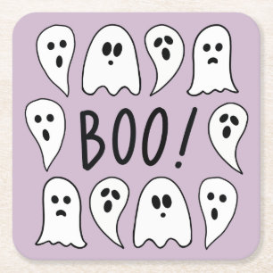 Porta-copo De Papel Quadrado Fantasmas de Halloween Boo