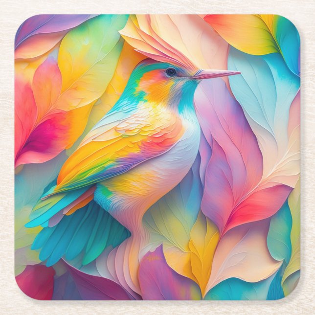 Porta-copo De Papel Quadrado Fantasy Birds Silk Bird (Frente)