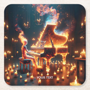 Porta-copo De Papel Quadrado Fantasy Curiosa Garota Pianista