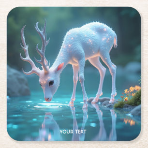 Porta-copo De Papel Quadrado Fantasy Cute Blue Deer