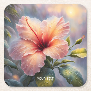Porta-copo De Papel Quadrado Fantasy Cute Delicate Hibiscus Flower