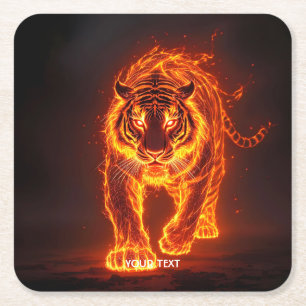 Porta-copo De Papel Quadrado Fantasy Cute Fire Big Tiger