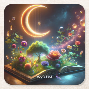 Porta-copo De Papel Quadrado Fantasy Cute Moon Garden Book