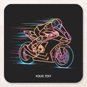 Porta-copo De Papel Quadrado Fantasy Cute Motorcycle Night