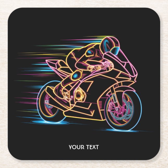 Porta-copo De Papel Quadrado Fantasy Cute Motorcycle Night (Frente)