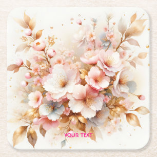 Porta-copo De Papel Quadrado Fantasy Cute Pastel Pink Sakura