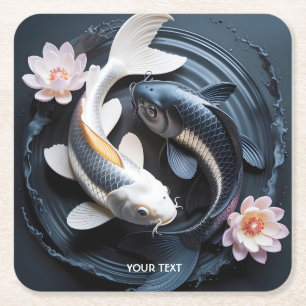 Porta-copo De Papel Quadrado Fantasy Cute Two Koi Fish