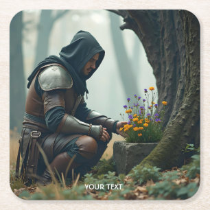 Porta-copo De Papel Quadrado Fantasy Cute Warrior Wild Flowers