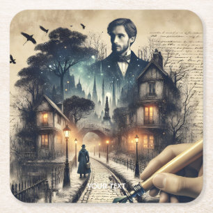 Porta-copo De Papel Quadrado Fantasy Cute Writer Paris Streets