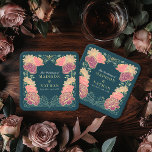 Porta-copo De Papel Quadrado Fantasy Encantado Casamento Floral Garden<br><div class="desc">Elegante,  caprichosa,  Fantasia Encantada design de casamento do Jardim Floral perfeito para uma celebração encantada de temas florestais. Este design apresenta elementos florais em um quadro de folhas verdes e sotaques dourados. Correspondência de itens no nosso compro para um tema de festa completo.</div>