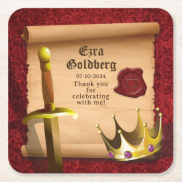Porta-copo De Papel Quadrado Fantasy Sword Crown Medieval Bar Mitzvah