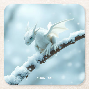 Porta-copo De Papel Quadrado Fantasy White Baby Dragon