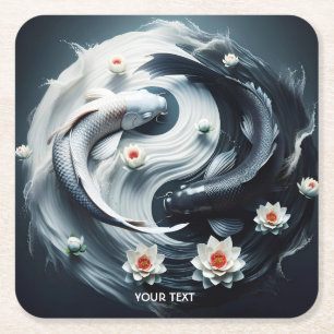 Porta-copo De Papel Quadrado Fantasy White Black Fish