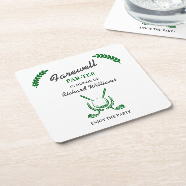 Porta-copo De Papel Quadrado Farewell Retirement Golf Club Wreath Themed Party (Inclinado)