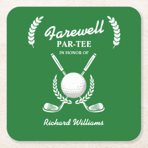 Porta-copo De Papel Quadrado Farewell Retirement Golf Clusters Wreath Themed Pa