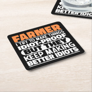 Porta-copo De Papel Quadrado Farmer Eu Tento Fazer Coisas Engraçadas Dizendo Ag