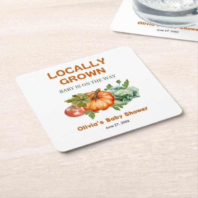 Porta-copo De Papel Quadrado Farmers Market Locally Grown Baby Shower  (Inclinado)