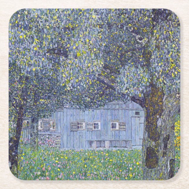 Porta-copo De Papel Quadrado Farmhouse, Gustav Klimt (Frente)