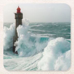 Porta-copo De Papel Quadrado Faróis Jument Lighthouse Ouessant França