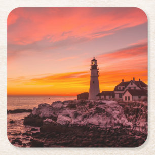 Porta-copo De Papel Quadrado Faróis Portland Head Cape Elizabeth Maine