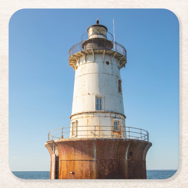 Porta-copo De Papel Quadrado Farol da Ilha Hoopers (Frente)