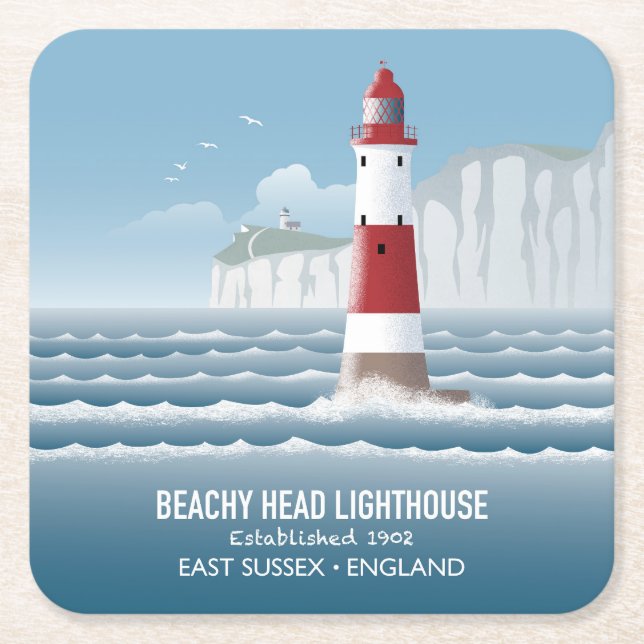 Porta-copo De Papel Quadrado Farol de Beachy Head (Frente)