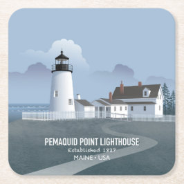 Porta-copo De Papel Quadrado Farol de Pemaquid Point