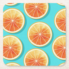 Porta-copo De Papel Quadrado Fatias Laranja no Azul