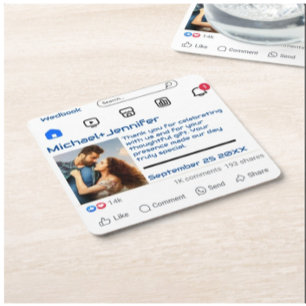 Porta-copo De Papel Quadrado Favor de casamento com mensagem personalizada para