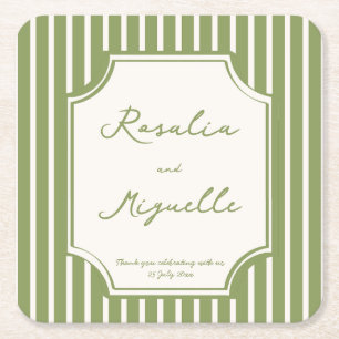 Porta-copo De Papel Quadrado Favor de casamento personalizado listras vintage v