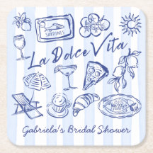 Favor de chá de panela italiano azul La dolce vita