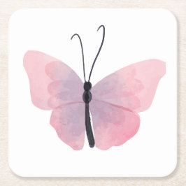 Porta-copo De Papel Quadrado Favor do partido bonito Pink Butterfly