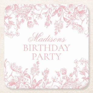 Porta-copo De Papel Quadrado Favoritos de Aniversário Floral Vintage Chinoiseri