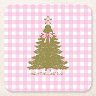 Porta-copo De Papel Quadrado Faye e Lauren Pink Holiday Paper Coaster