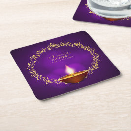 Porta-copo De Papel Quadrado Felicidade Correspondente Diwali Roxo