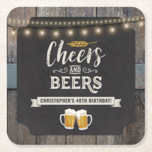 Porta-copo De Papel Quadrado Felicidades e Cervejas Aniversário