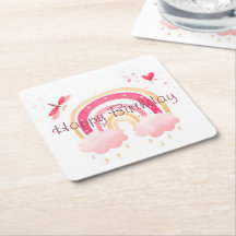 Feliz Aniversário arco-íris rosa 