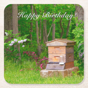 Porta-copo De Papel Quadrado Feliz Aniversário, Campo de Colmeia Napkins