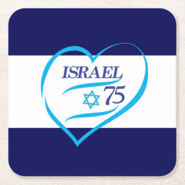 Porta-copo De Papel Quadrado Feliz aniversário do Dia da Independência de Israe