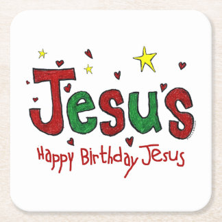 Porta-copo De Papel Quadrado Feliz aniversario Jesus
