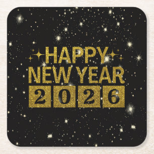 Porta-copo De Papel Quadrado Feliz Ano Novo 2026