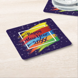 Porta-copo De Papel Quadrado Feliz ano novo 20xx de Traços do Pincel