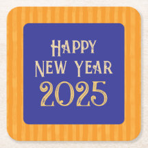 Feliz ano novo festivo divertido listras azuis de 