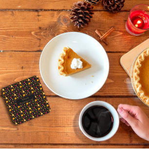 Porta-copo De Papel Quadrado Feliz dia de ação de graças a legumes preto