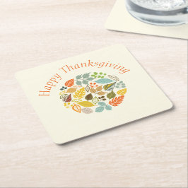 Porta-copo De Papel Quadrado Feliz Dia de Ação de Graças da Queda Colorida