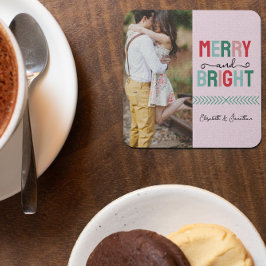 Porta-copo De Papel Quadrado Feliz e Natal brilhante